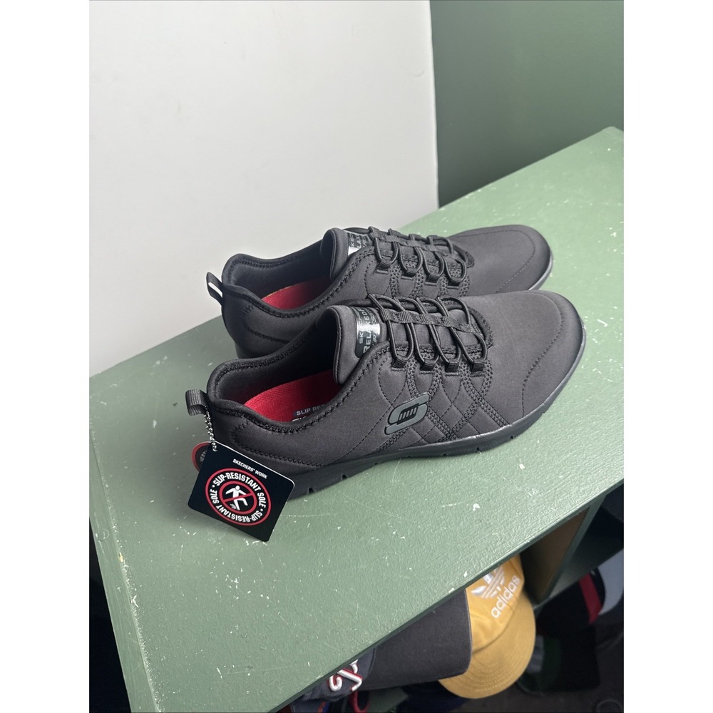 Skechers Women Memory Foam Work Slip Resistant Size 7.5 Black 77211 NWOB
